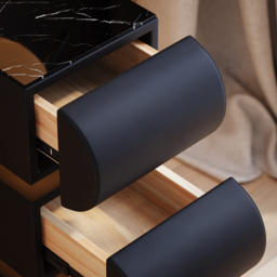 Narrow Humply Leather 3-Drawer Smart Nightstand with Sintered Stone Top - thumbnail 8
