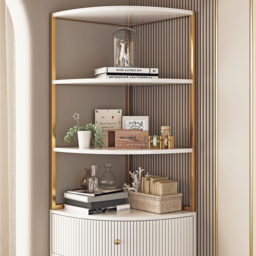 1900mm Modern White Etagere Bookshelf 1 Drawer & 2 Doors Wooden Tall Bookcase with Rich Storage - thumbnail 3