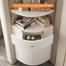 1900mm Modern White Etagere Bookshelf 1 Drawer & 2 Doors Wooden Tall Bookcase with Rich Storage - thumbnail 9