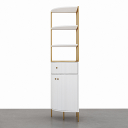 1900mm Modern White Etagere Bookshelf 1 Drawer & 2 Doors Wooden Tall Bookcase with Rich Storage - thumbnail 6