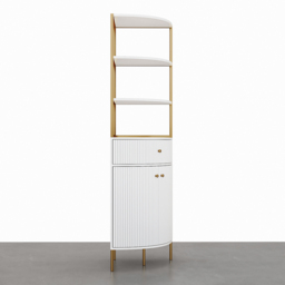 1900mm Modern White Etagere Bookshelf 1 Drawer & 2 Doors Wooden Tall Bookcase with Rich Storage - thumbnail 5