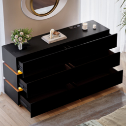 Lumio 150 cm LED 6-Drawer Dresser with Charging Station - thumbnail 6