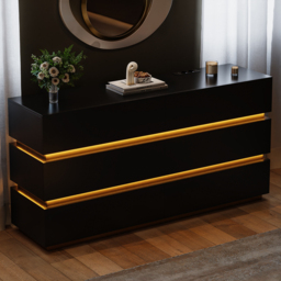 Lumio 150 cm LED 6-Drawer Dresser with Charging Station