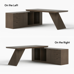 "Modern 71"" L-Shaped Smoked Brown Executive Desk with Left-Side Cabinet" - thumbnail 6