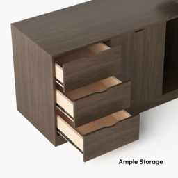 "Modern 71"" L-Shaped Smoked Brown Executive Desk with Left-Side Cabinet" - thumbnail 7