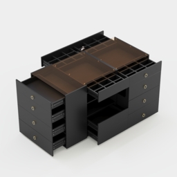 Glass 1500 mm Vanity Dresser Top Walk-in Wardrobe Island with Storage & Stool - thumbnail 9