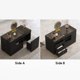 Glass 1500 mm Vanity Dresser Top Walk-in Wardrobe Island with Storage & Stool - thumbnail 7