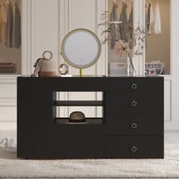 Glass 1500 mm Vanity Dresser Top Walk-in Wardrobe Island with Storage & Stool - thumbnail 4