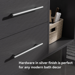 "40"" Floating Bathroom Vanity with Sintered Stone Vessel Sink Black and Gray" - thumbnail 6