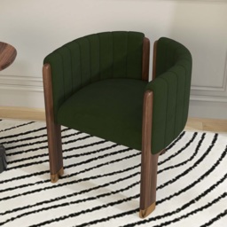 Homary Modern Wood Accent Chair Green Velvet Upholstered Arm Chair Set of 4 - thumbnail 3