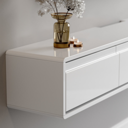 1500mm White TV Stand Postmodern Minimalist Floating Media Console with Storage - thumbnail 6