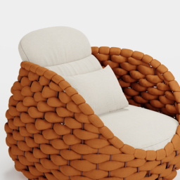 Cocaro Garden Aluminium & Rope Weave Swivel Lounge Chair in Orange - thumbnail 8
