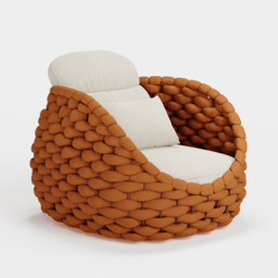 Cocaro Garden Aluminium & Rope Weave Swivel Lounge Chair in Orange - thumbnail 9