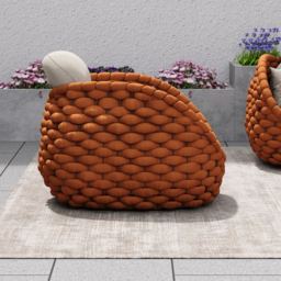 Cocaro Garden Aluminium & Rope Weave Swivel Lounge Chair in Orange - thumbnail 3