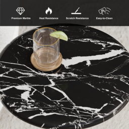 Marble Top Round Cocktail Table with Gold Base Accent Table for Living Room - thumbnail 7