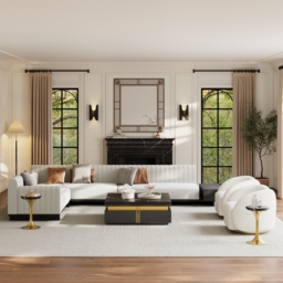 Marble Top Round Cocktail Table with Gold Base Accent Table for Living Room - thumbnail 4