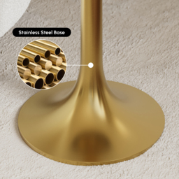 Marble Top Round Cocktail Table with Gold Base Accent Table for Living Room - thumbnail 8