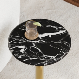 Marble Top Round Cocktail Table with Gold Base Accent Table for Living Room - thumbnail 5