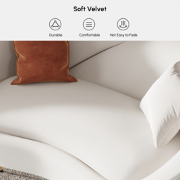 1600mm Modern White Velvet Upholstered Large 2-Seater Curved Sofa - thumbnail 8