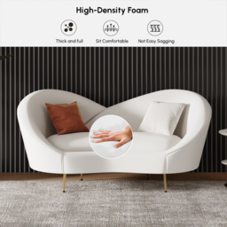 1600mm Modern White Velvet Upholstered Large 2-Seater Curved Sofa - thumbnail 7