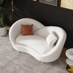 1600mm Modern White Velvet Upholstered Large 2-Seater Curved Sofa - thumbnail 2