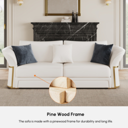 Modern Faux Leather Living Room Sofa Set in White Set of 3 - thumbnail 9