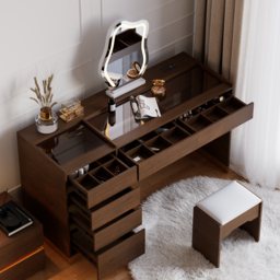 Modern Dressing Table with Chair with Lighted Vanity Mirror & Charging Station & Jewellery Storage Dressing Table