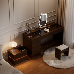 Modern Dressing Table with Chair with Lighted Vanity Mirror & Charging Station & Jewellery Storage Dressing Table - thumbnail 5