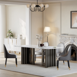 2000mm Modern Rectangle Sintered Stone Top Dining Table for 8 Seaters in Black & White - thumbnail 3