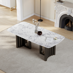 2000mm Modern Rectangle Sintered Stone Top Dining Table for 8 Seaters in Black & White - thumbnail 4