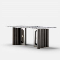 2000mm Modern Rectangle Sintered Stone Top Dining Table for 8 Seaters in Black & White - thumbnail 5