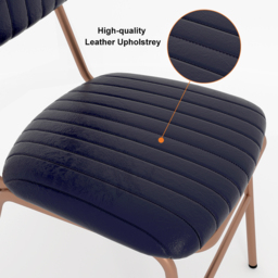 Set of 2 Faux Leather Dining Chairs with Upholstered & Metal Frame Modern Black Dining Room Chairs - thumbnail 5