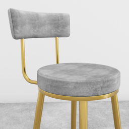 Modern Gray Velvet Breakfast Bar Stool Velvet Upholstery with Back Metal Bar Stool for Kitchen Island - thumbnail 6