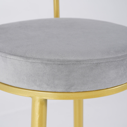 Modern Gray Velvet Breakfast Bar Stool Velvet Upholstery with Back Metal Bar Stool for Kitchen Island - thumbnail 9