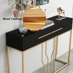 800mm Modern Narrow Black Console Table with Storage Wood Entryway Table with Drawers - thumbnail 7