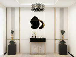 800mm Modern Narrow Black Console Table with Storage Wood Entryway Table with Drawers - thumbnail 3