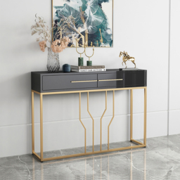 800mm Modern Narrow Black Console Table with Storage Wood Entryway Table with Drawers - thumbnail 4