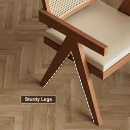 Archic Walnut Japandi Rattan Dining Chair with Upholstery & Solid Wood Frame - thumbnail 5