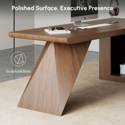 Modern Walnut L-Shape Executive Desk Drawers & Cabinet Home Office Desk Right Hand (180 cm) - thumbnail 9