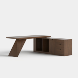 Modern Walnut L-Shape Executive Desk Drawers & Cabinet Home Office Desk Right Hand (180 cm) - thumbnail 9