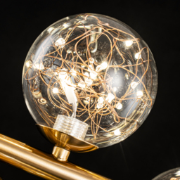 Modern 10-Light Gold Kitchen Island Light with Glass Globe Shade Ceiling Pendant Lights - thumbnail 9