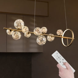 Modern 10-Light Gold Kitchen Island Light with Glass Globe Shade Ceiling Pendant Lights - thumbnail 5