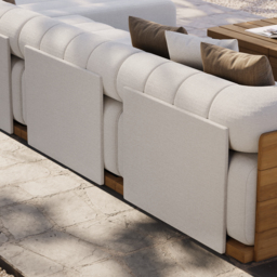 Resaro 7 PCS Modular Patio Outdoor Sectional Sofa Set Teak Exterior Furniture for 5 Person in White Cushion & Pillow Included - thumbnail 9