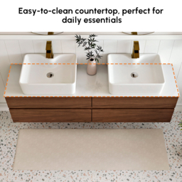 150 cm Double-Sink Bathroom Vanity in Walnut Floating Design - thumbnail 4