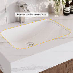 1500mm Double Basin Bathroom Vanity with Silver Handles – Walnut Modern Floating Vanity - thumbnail 6