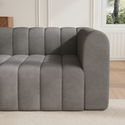 3020mm Modern Grey Velvet Modular Pit Sectional Sofa Set Convertible 4-Piece Upholstered - thumbnail 7