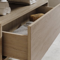 900mm Modern Floating Bathroom Vanity Set With Single Basin White and Natural - thumbnail 7