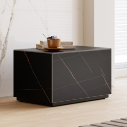 Modern 600mmW Faux Travertine Nightstand 1 Drawer Bedside Table - thumbnail 4