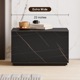 Modern 600mmW Faux Travertine Nightstand 1 Drawer Bedside Table - thumbnail 9