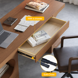 Walnut Office Writing Desk  Desk with Drawer & Shelves Modern Office Furniture (1630mm) - thumbnail 8